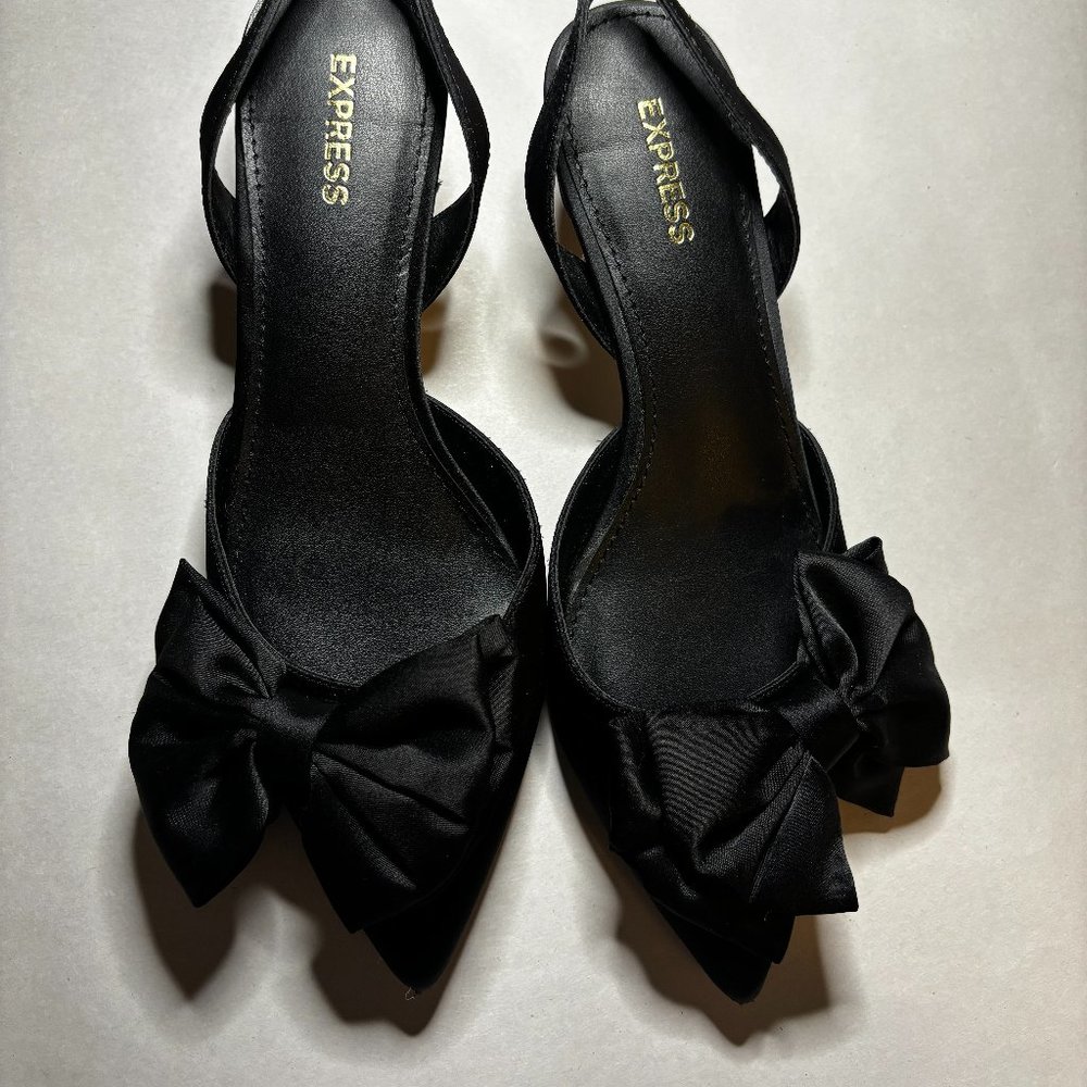 Express Black Heels with Bow